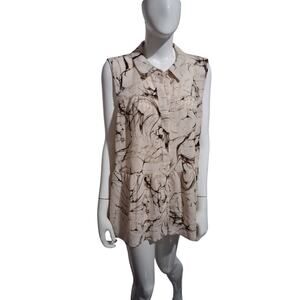Madison Grey XXL Women's Sleeveless Marbled Boho Button Up‎ Textured Casual Tank